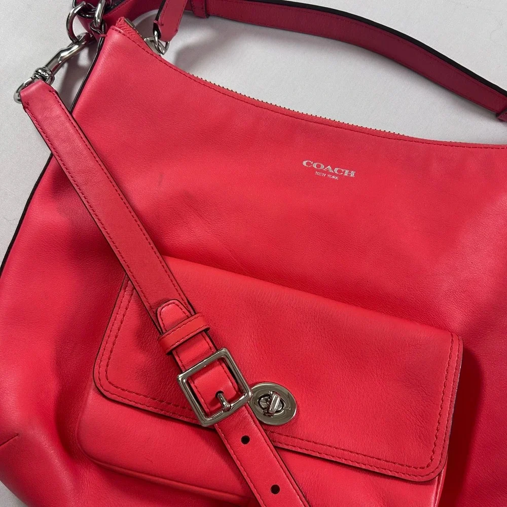 Coach Legacy Courtenay Hobo Purse 2 Way Shoulder Bag Bright Coral Style #22381